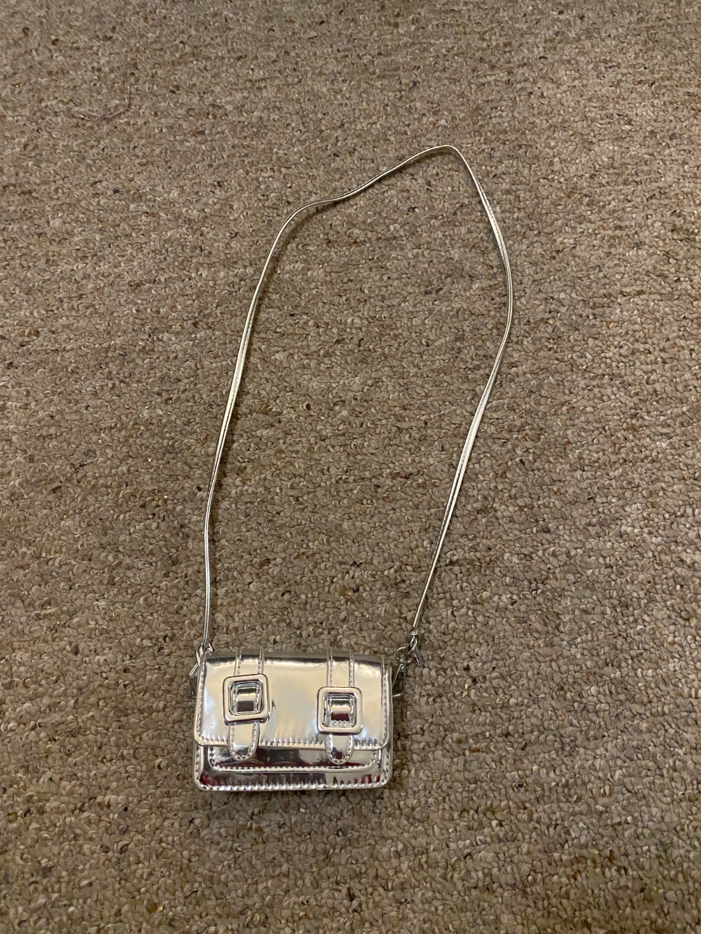 Silver Metallic Mini Crossbody Bag